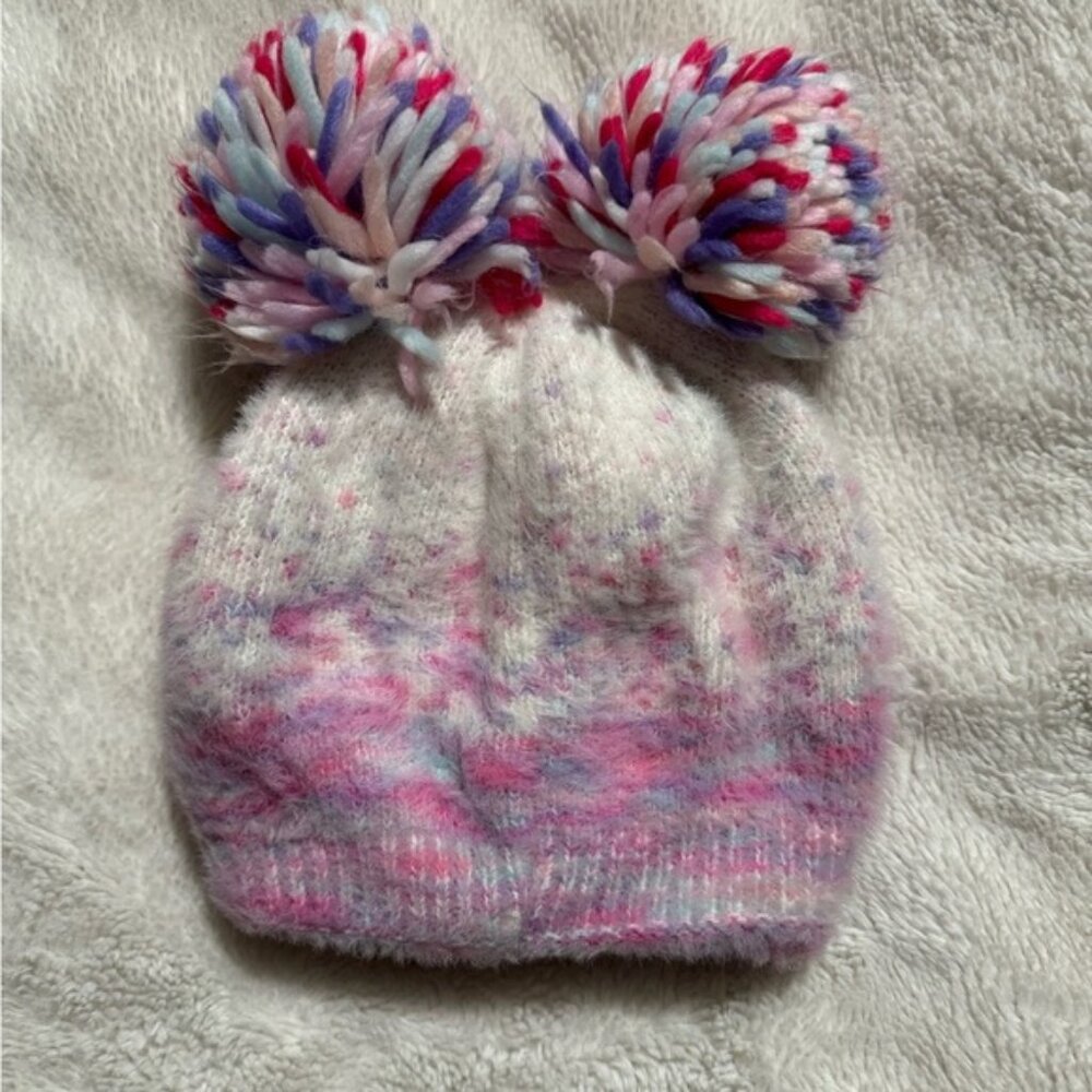 Colorful Pom-Pom Knit Hat for Kids